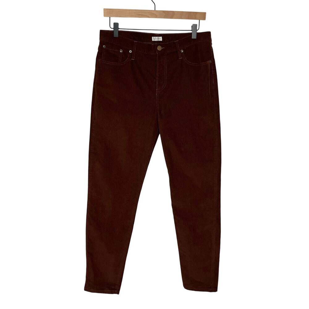 Garnet Hill Corduroy Jeans Pants Womens 8 Brown Organic Cotton Slim Leg